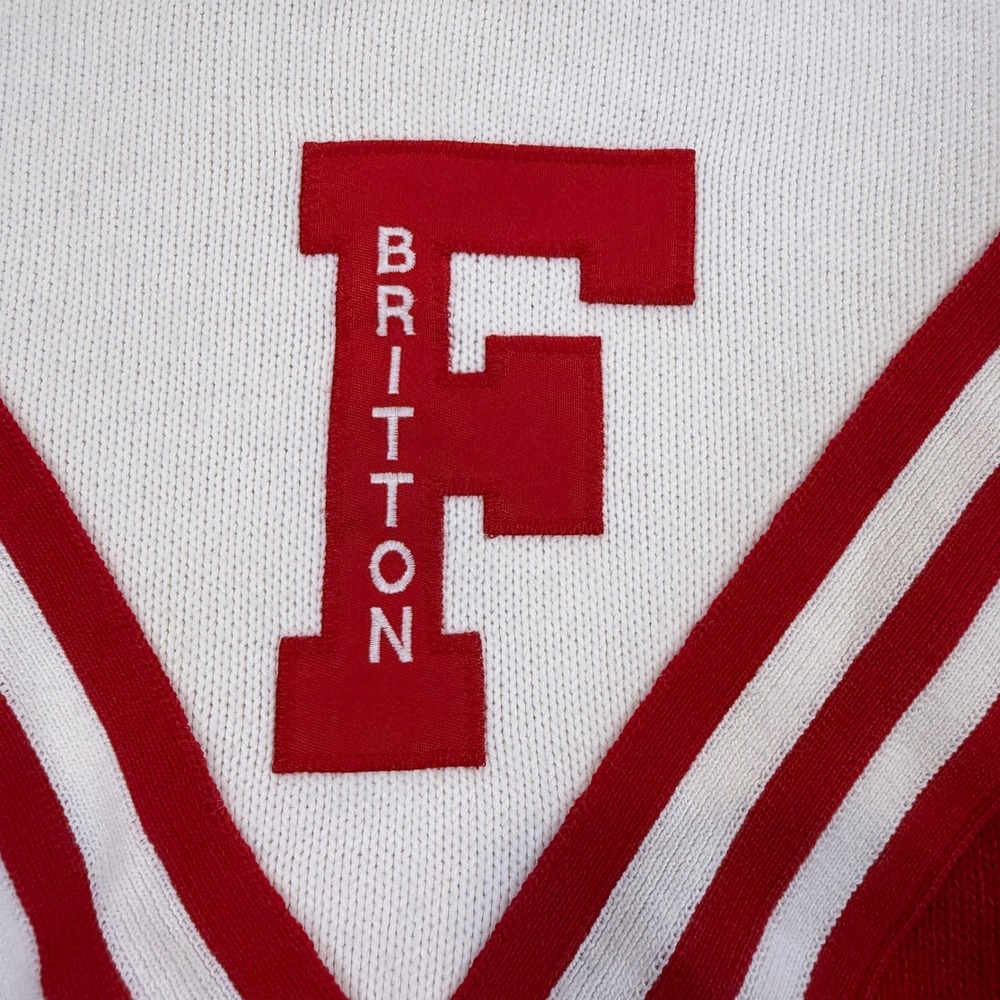 Preppy Dehen Portland Vintage Varsity Cheerleader Sweater Red White Letterman L - Picture 3 of 10